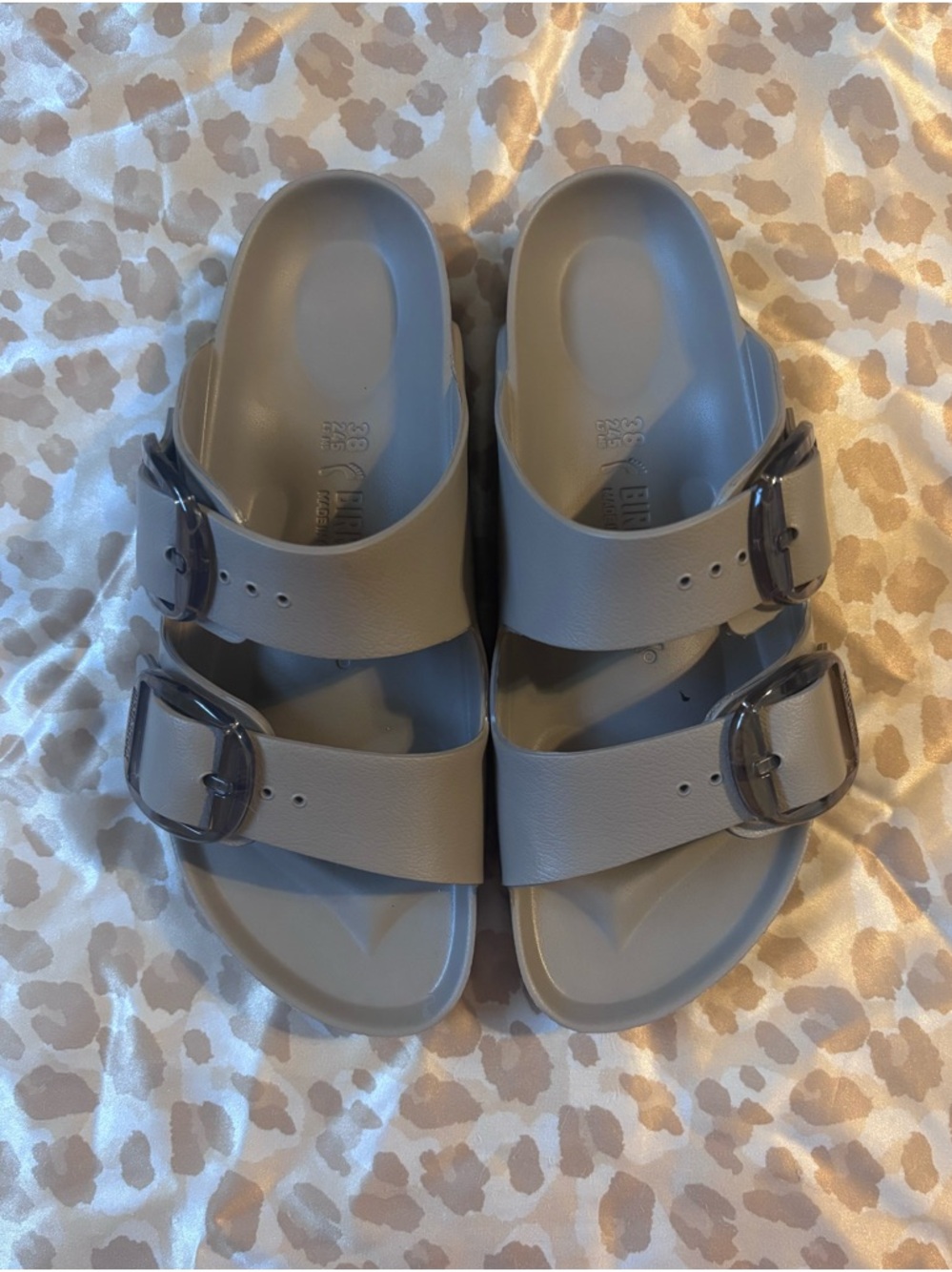 Birkenstock Arizona EVA Big Buckle Slide Sandal Taupe Size 38